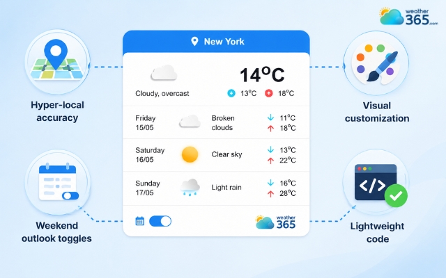 Important features of a current weather widget