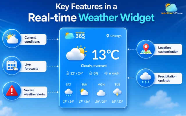 Common features in a real-time weather widget
