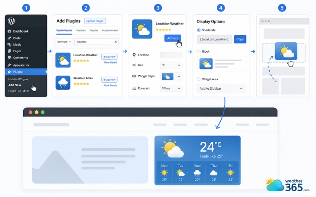 Add a real-time weather widget using a weather plugin