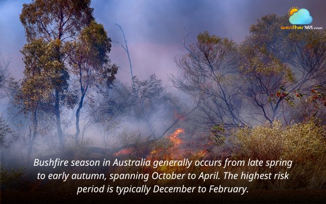 Bushfire season in Australia often occurs from October to April