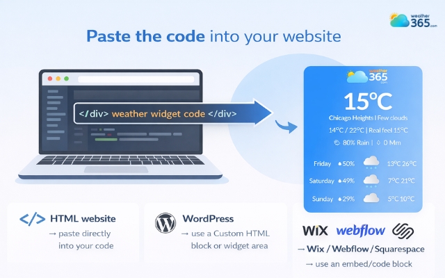 Paste the code in the position you want the widget to appear