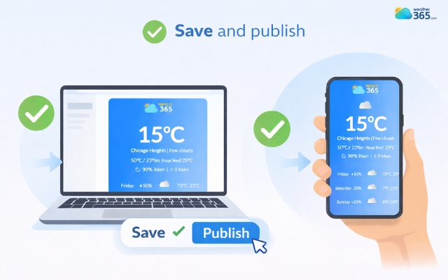 Publish the page to see the weather widget