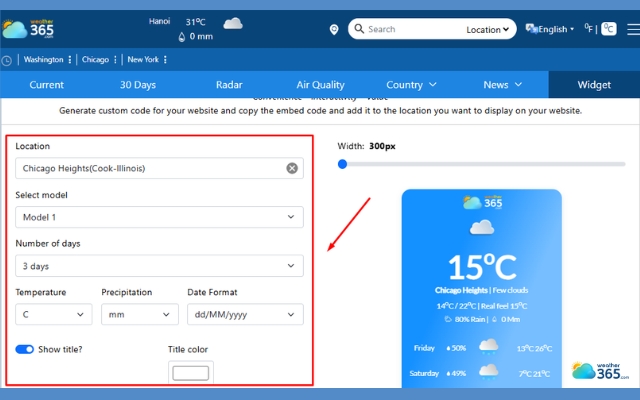  Customize the widget with Weather365