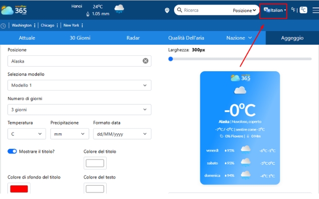 Change the language you want to appear on the widget