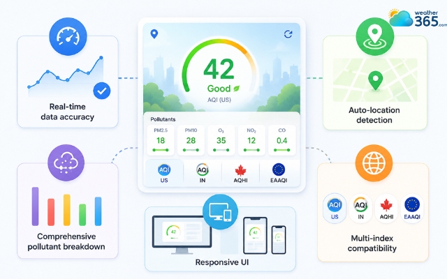 Features in a standard air quality widget