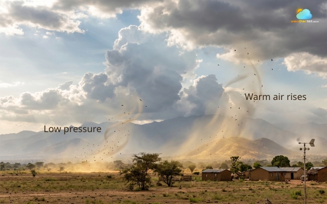  The air is lighter and starts to rise