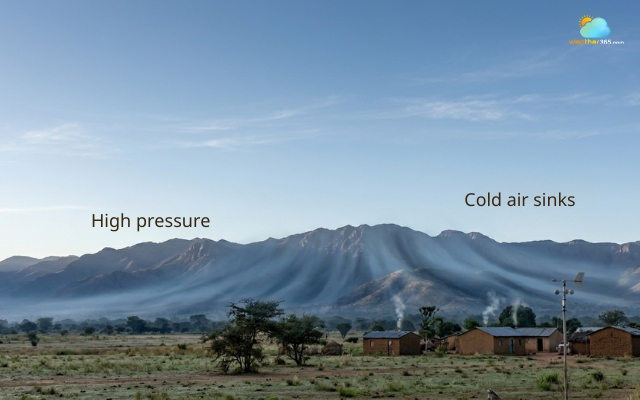 Sinking air increases the force pressing down