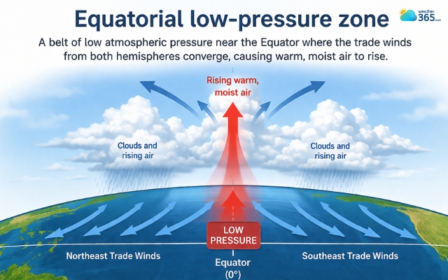 Air always rises in equatorial low-pressure zone