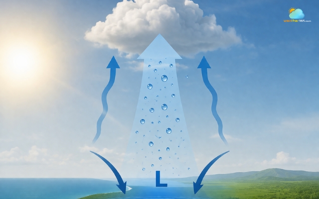 Increasing moisture level decreases the overall weight of the air 