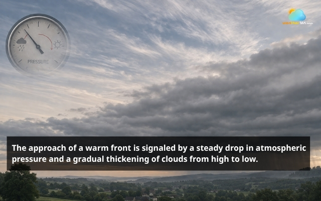 Sky becomes increasingly cloudy before the front arrives