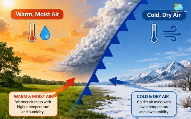 Air masses usually have different temperatures