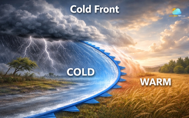  Cold air replaces a warmer air mass