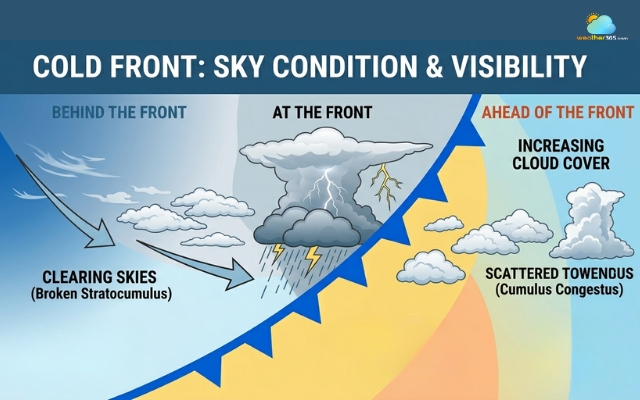 Increasing cloud cover signals incoming cold fronts