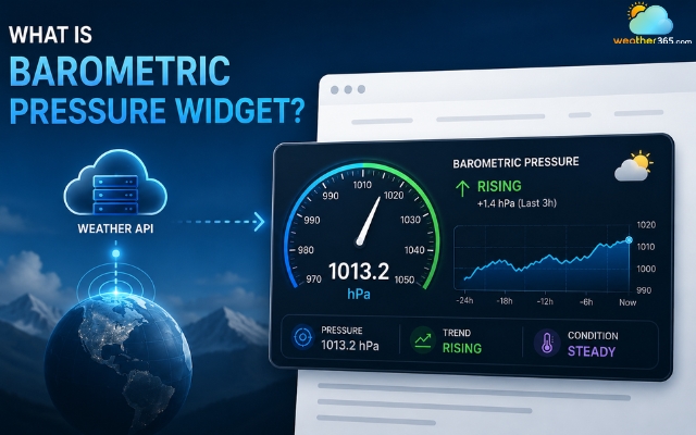 A barometric pressure widget pulls data from weather APIs