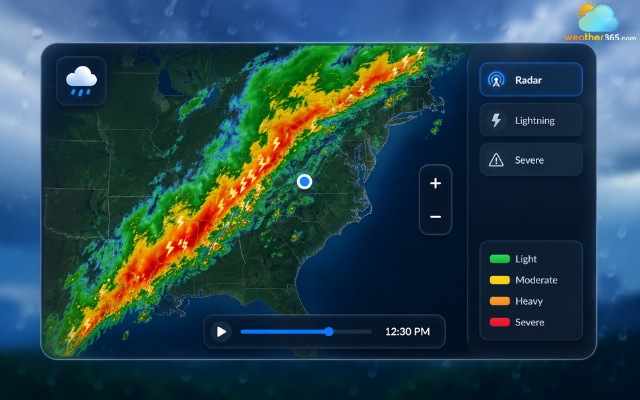 The weather radar widget helps users track storm movement