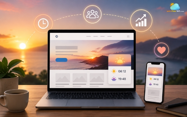 A sunrise sunset widget can lower bounce rate