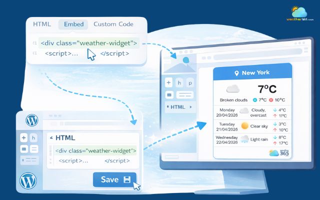 Paste the code, and a weather widget will appear