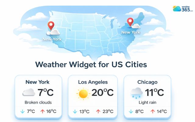 The Weather365 widget allows you to easily display real-time weather for specific cities