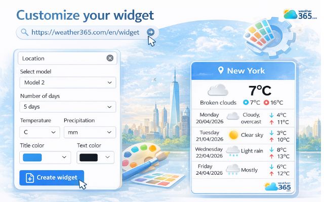 Freely customize the weather widget by Weather365 widget