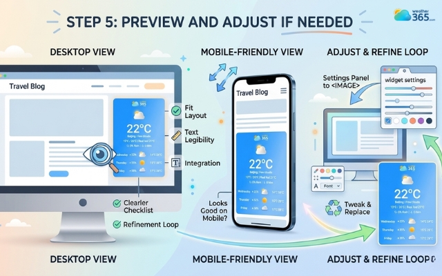 Preview the weather widget to see if it fits