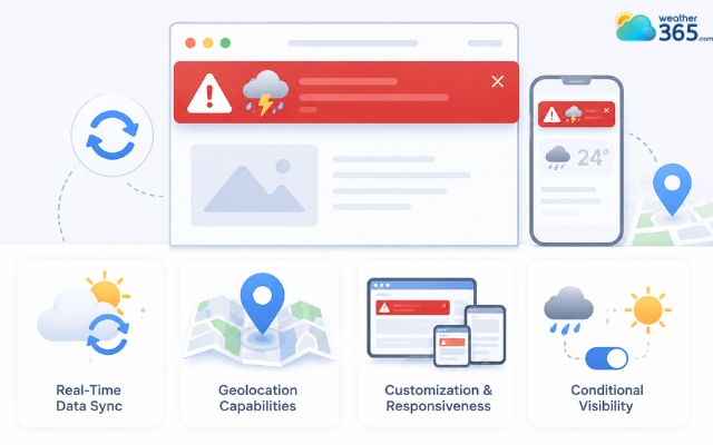 Common features in a weather warning widget