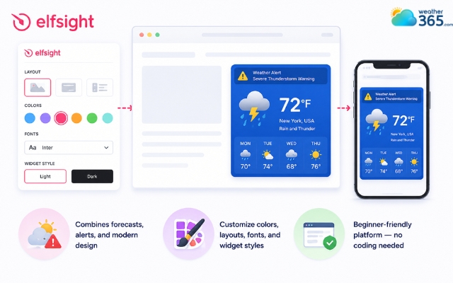 Elfsight weather widget is ideal for business websites