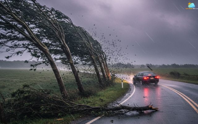 Driving in high winds is potentially dangerous