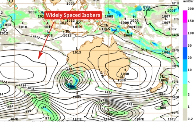 The isobars are very far from each other