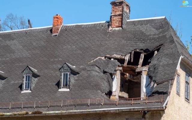  Roof damage due to a windstorm