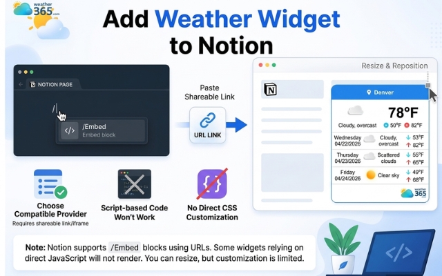 Add a weather widget using Notion’s embed block