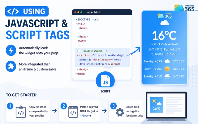 Using JavaScript & Script Tags gives you more flexibility