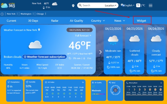  Choose a reliable widget from Weather365