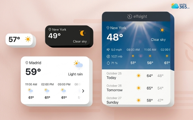  Elfsight offers simple weather widget layouts