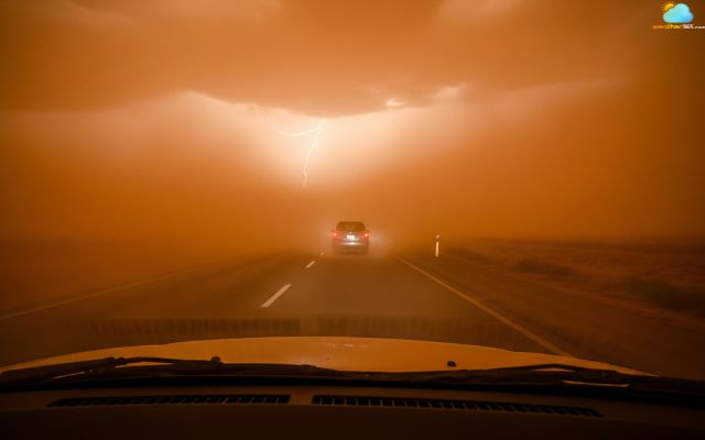 Dust storms can hinder visibility while driving