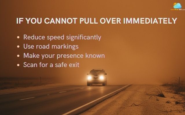 What to do if you can not pull over while driving in a dust storm?
