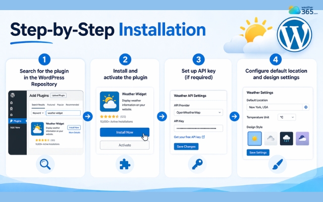 Steps to add a weather widget plugin to WordPress