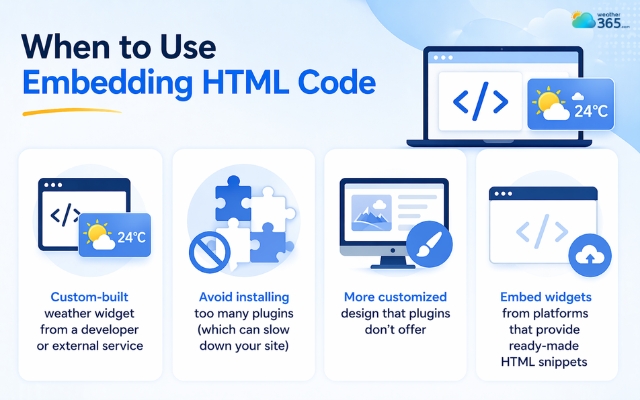 HTML embedding focuses on performance or design flexibility