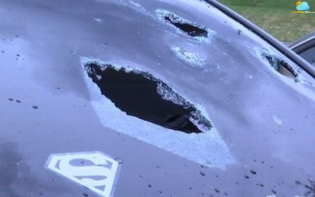  Car damaged due to hailstones in Denver