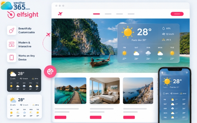 The Elfsight weather widget is modern and interactive