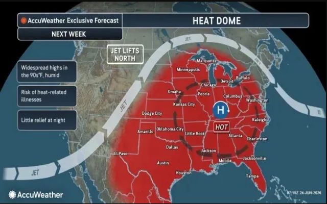 A heat dome is forecast to expand over the central and eastern US