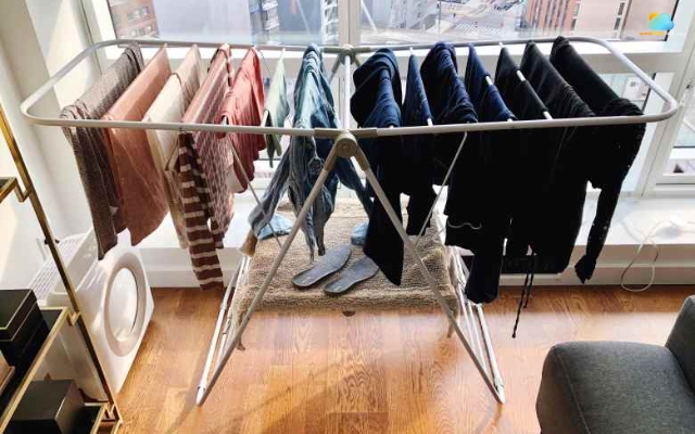 Drying clothes inside the house can create condensation