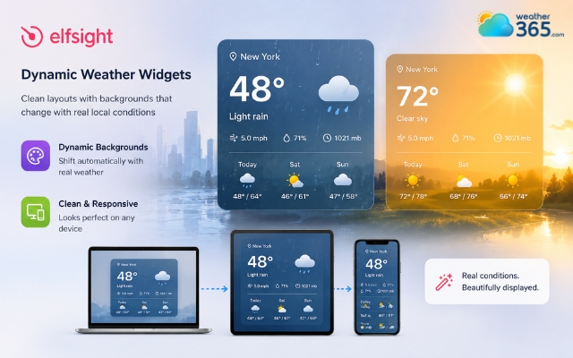 The Elfsight weather widget is a modern widget