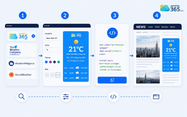Steps to add a weather widget for news sites