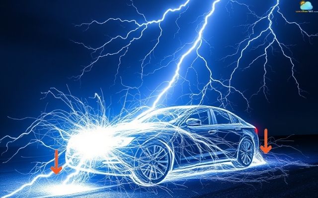 Electricity from lightning disperses into the ground