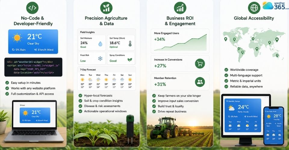 Use Weather365 widget for agriculture websites