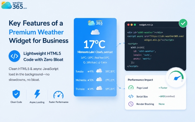 Use a lightweight weather widget to increase the page’s speed