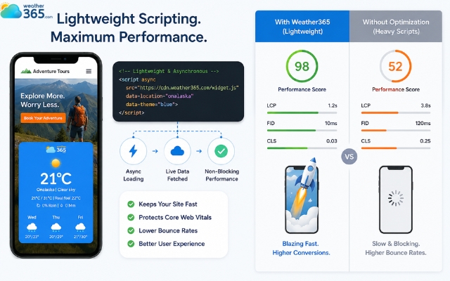 Weather365 widget is extremely lightweight