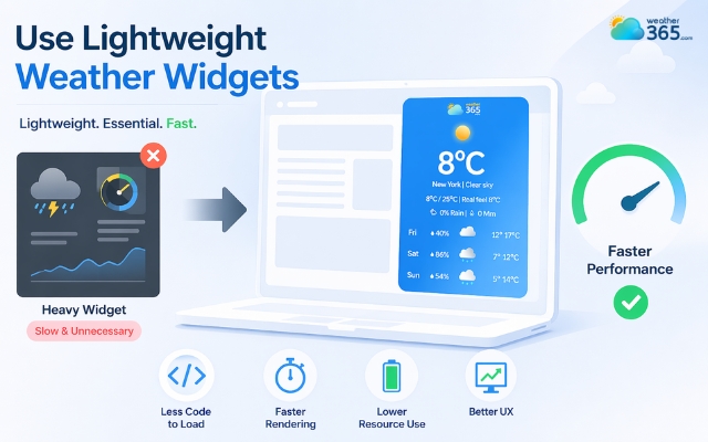 Try a lightweight weather widget from the Weather365