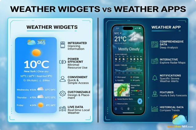 Differences between weather widgets vs weather apps