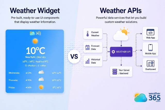 Compare weather widget vs weather APIs